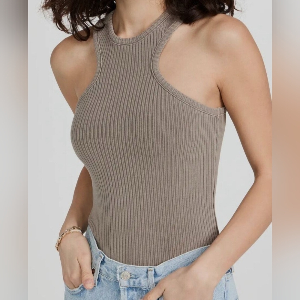 Agolde Bea Cutaway Ribbed Tank Top